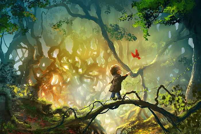 Рисунок - ребенок в лесу