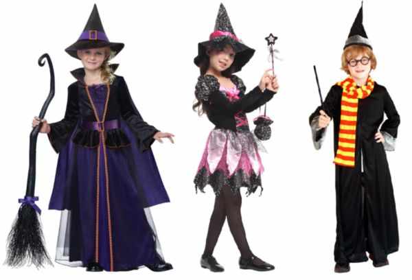 Дети в костюмах для Хеллоуина