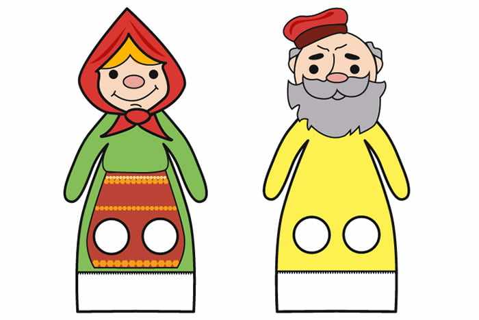 Шаблоны для пальчиковых игр - Бабка и Дедка из сказки Репка