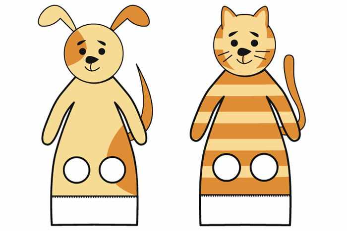 Шаблоны для пальчиковых игр - Жучка и Кошка из сказки Репка