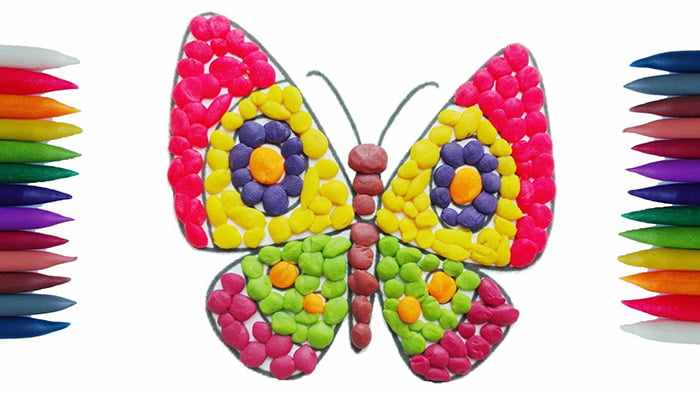 Бабочка из пластилиновых шариков