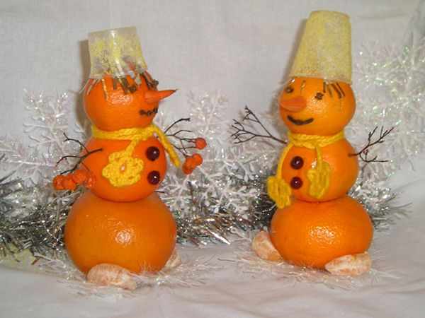 Снеговики из апельсинов