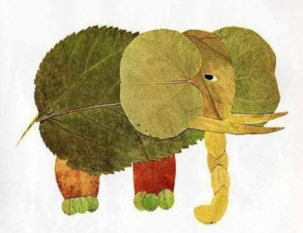 Слоник из листьев