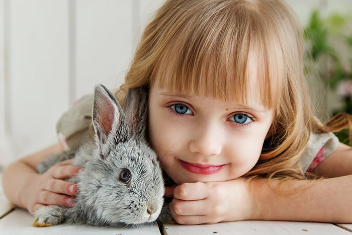 Девочка с домашним кроликом