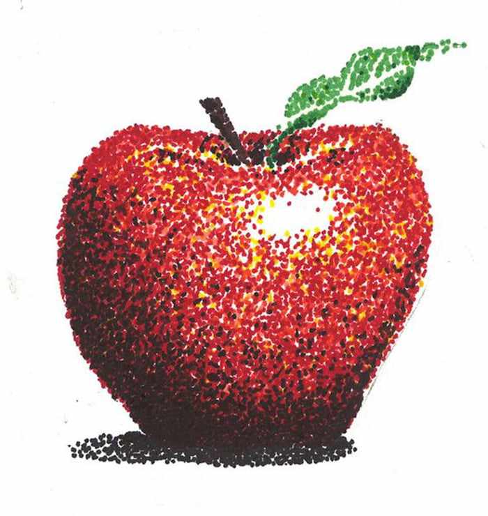 Яблоко в технике пуантилизм