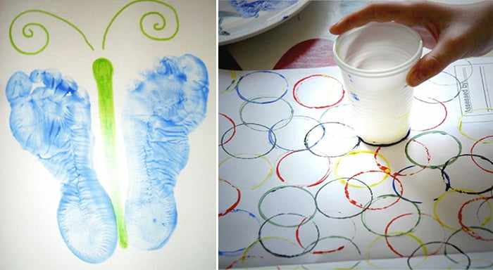 Рисование отпечатками ног и пластикового стаканчика