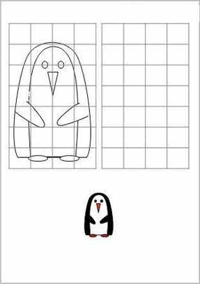 пингвин рисование по клточкам